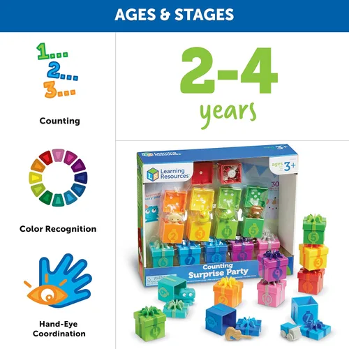 Miniatura 11 de Learning Resources Fiesta Sorpresa de Contar - Juguetes Montessori para Niños Pequeños, Actividades de Apilamiento Preescolar, Juego de Combinación
