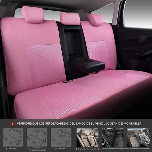 Miniatura 3 de CAR PASS Juego completo de fundas de asiento de coche rosa, funda de asiento de malla transpirable para el verano con esponja de 5 mm, bolsa de aire