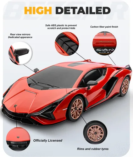 Miniatura 3 de BEZGAR Autos a control remoto - Escala 1:24 Serie RC con licencia oficial Lambo Sián FKP 37, vehículo modelo de juguete deportivo de carreras