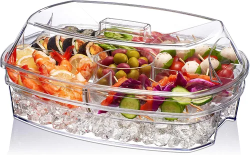 Miniatura 2 de Prodyne Plato de fiesta de hielo, 15 1/2 x 11 x 6 pulgadas, transparente