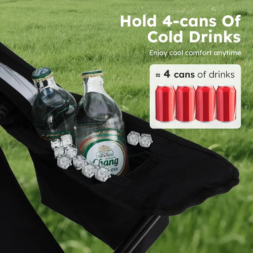 Miniatura 5 de Silla de camping ALPHA CAMP 2 Pack Silla portátil con enfriador de 3 latas Silla plegable con bolsillo lateral y portavasos, plegable para camping