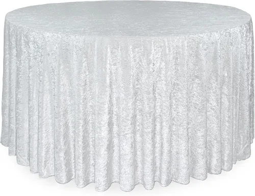 Miniatura 17 de YOUR CHAIR COVERS - Mantel redondo de terciopelo triturado de 120 pulgadas para mesas redondas de 5 pies - Azul polvoriento Azul empolvado