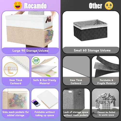 Miniatura 7 de Caja grande de almacenamiento de juguetes con divisor de tapa, organizador de juguetes plegable resistente, cofre organizador de juguetes, Grande