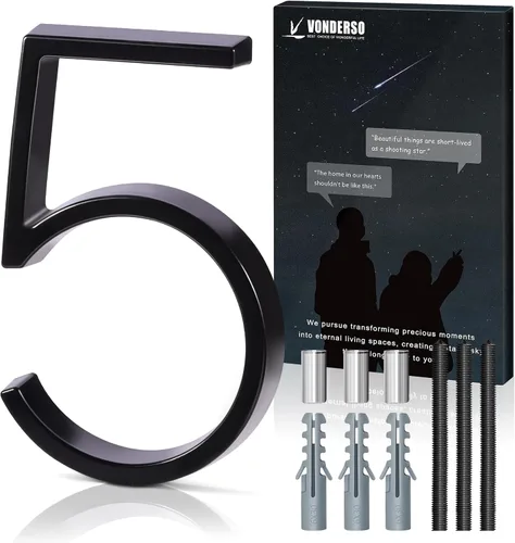 Miniatura 28 de VONDERSO Números flotantes de casa de 5 pulgadas para exteriores, números de dirección modernos de metal antioxidante (3), números de buzón Negro 3