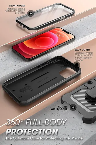Miniatura 5 de SUPCASE Funda para iPhone 13 Pro Max con protector de pantalla (Unicorn Beetle Pro), [soporte integrado y clip para cinturón] Funda protectora