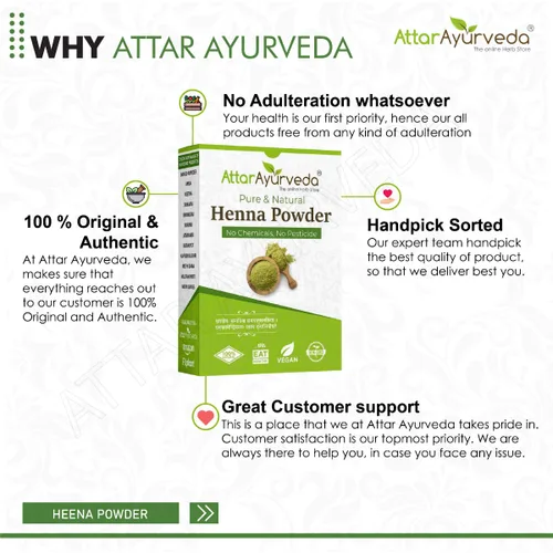 Miniatura 6 de Attar Ayurveda Polvo de henna natural para el color y el crecimiento del cabello, reduce la caída del cabello, 100% natural, sin conservantes