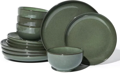 Miniatura 48 de Pokini - Juegos de vajilla de gres para cena, juego de platos y cuencos de cerámica, platos de cocina aptos para microondas y lavavajillas, platos
