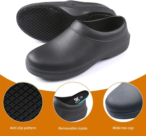 Miniatura 3 de Zapatos unisex antideslizantes para servicio de alimentos, impermeables, resistentes al aceite, zuecos de trabajo de cocina, cómodos zapatos