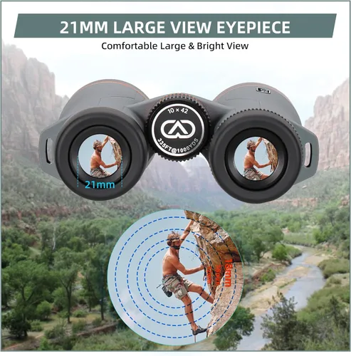 Miniatura 4 de Prismáticos ED de 10 x 42 para adultos de alta potencia con adaptador de teléfono, prismáticos impermeables con lentes ED, transparentes