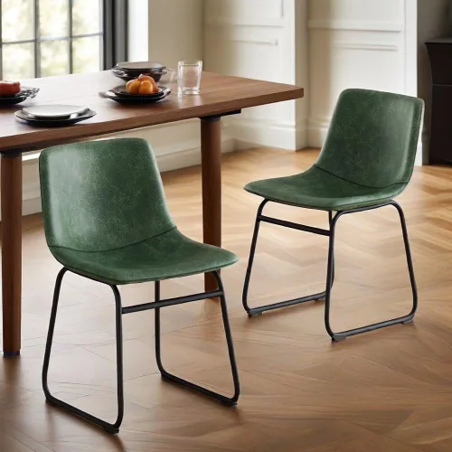 Miniatura 13 de YaFiti - Juego de 2 sillas de comedor de 18 pulgadas, sillas modernas tapizadas para comedor con cojines de piel sintética y patas de metal, silla
