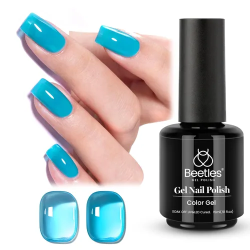 Miniatura 182 de Beetles - Esmalte de uñas de gel verde luminoso que brilla en la oscuridad, esmalte de uñas de gel que se absorbe con lámpara LED UV, arte de uñas