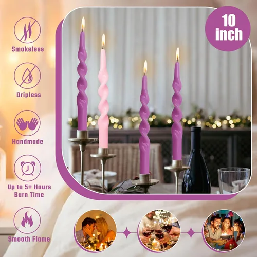 Miniatura 4 de Velas cónicas en espiral de 10 pulgadas, velas de adviento retorcidas sin goteo, sin aroma, velas largas, candeleros hechos a mano para decoración
