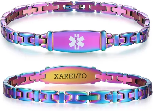 Miniatura 117 de LinnaLove Lady Medical Alert - Pulseras médicas de acero inoxidable para mujer, 7.5 pulgadas