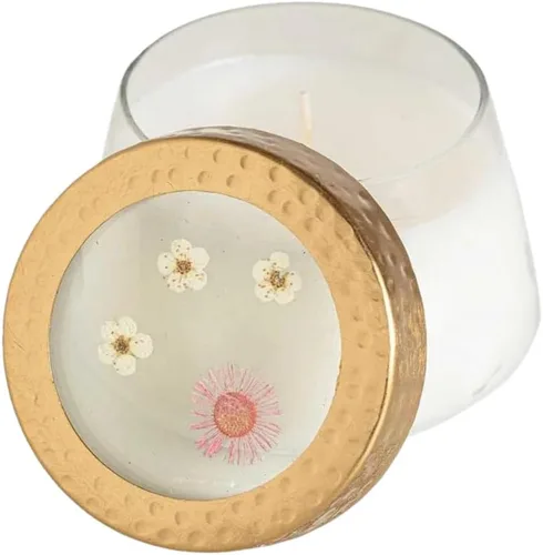 Rosy Rings Vela floral prensada, velas de aromaterapia, velas de lujo perfumadas de larga duración para decoración del hogar, regalos botánicos