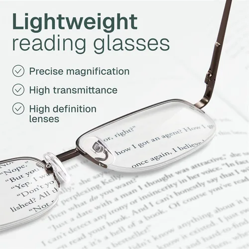 Miniatura 4 de NOVIVON 1.0 - Lentes de lectura de metal para hombre, lectores duraderos con filtro de luz azul, visión clara