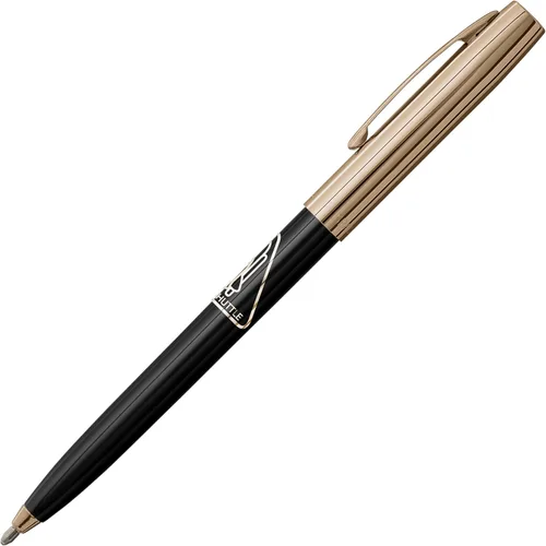 Fisher Bolígrafo espacial negro y dorado con impresión Cap-O-Matic, bolígrafo presurizado, escribe boca abajo y en temperaturas extremas, tinta