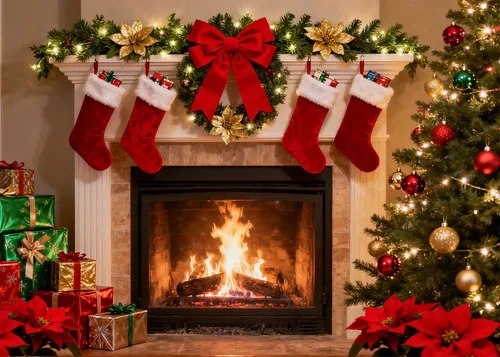 Miniatura 11 de Fondo de chimenea de Navidad de 7 x 5 pies, hogar rústico con guirnalda de fondo para decoración de fiestas temáticas de Navidad, vinilo 5-Consulta