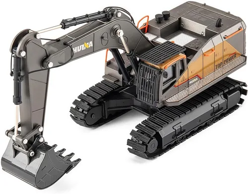 Miniatura 2 de Gemini&Genius Juguete de excavadora para niños, juguete de excavadora de pista de vehículo de construcción de metal, vehículo excavador de 1/50