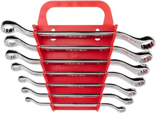 TEKTON Juego de llaves de extremo de caja de desplazamiento de 45 grados con soporte, 7 piezas (0.236-0.748 in) | WBE24407