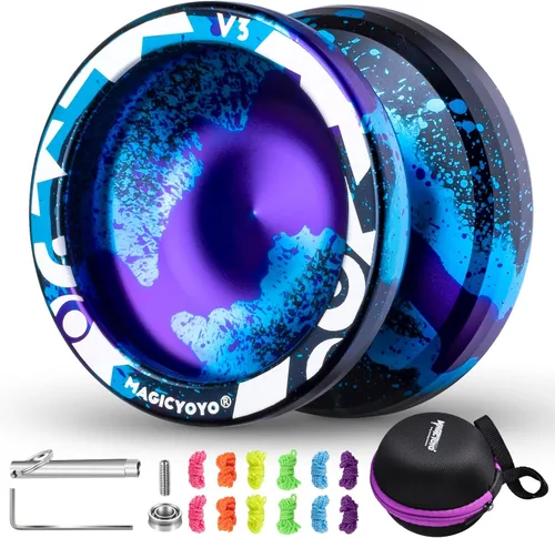 Miniatura 8 de MAGICYOYO Yoyos responsivos para niños principiantes, paquete de 2 Pro Yoyo, truco de doble función, Yoyo V3 + Yoyo K2 de cristal con 12 cuerdas