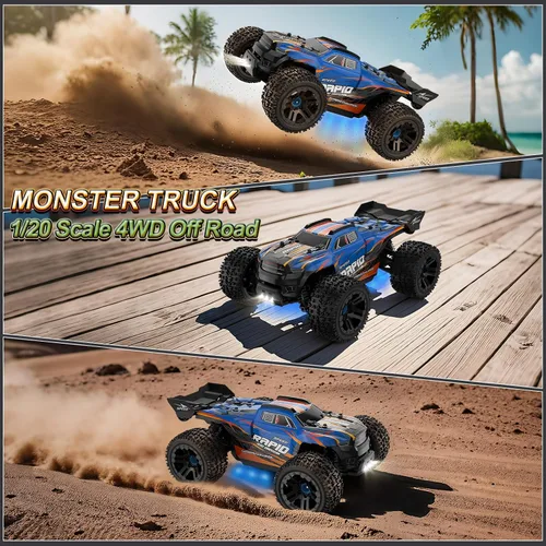 Miniatura 5 de Nikuku Auto de control remoto rápido, 38 KPH de alta velocidad todoterreno RC con 2.4 GHz, escala 1:20 4WD eléctrico todo terreno RC Monster Truck