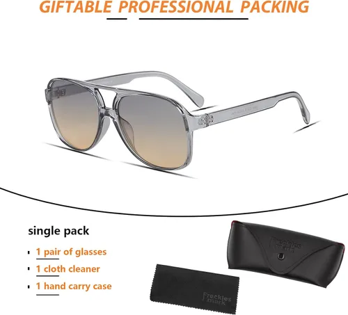 Miniatura 7 de Lentes de sol vintage retro de los años 70 para mujer y hombre, montura clásica, cuadrada y grande estilo aviador, lentes naranjas de moda UV400