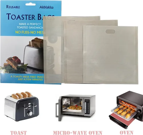 Miniatura 4 de Bolsas reutilizables antiadherentes para tostadoras de 6.7 x 7.5 pulgadas, paquete de 12 unidades, fibra de vidrio recubierta de PTFE resistente al