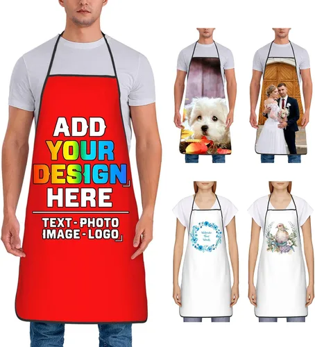 Miniatura 29 de Delantal personalizado para mujer, personalizado para añadir tu propio nombre, texto, logotipo, foto, chef, delantal de cocina para barbacoa