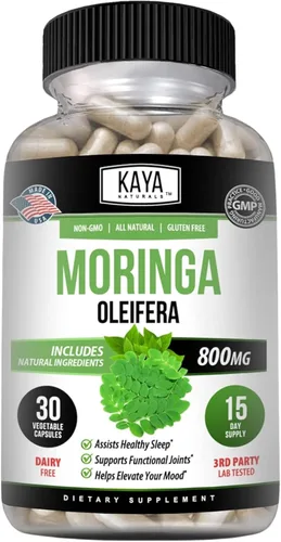 Kaya Naturals Extracto de hoja de moringa, suplemento completo de superalimentos verdes, moringa de árbol milagroso puro, aumenta la energía de