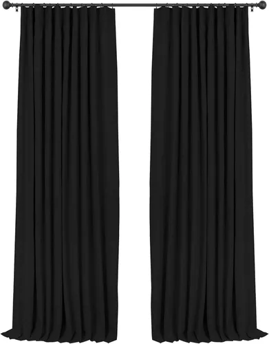 Miniatura 39 de INOVADAY Cortinas 100% opacas para dormitorio, cortinas opacas de 84 pulgadas de largo, cortinas opacas de lino con anillos de clip, aislamiento