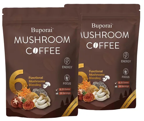 Miniatura 10 de Café de hongos, café instantáneo de hongos con 6 hongos melena de león, cordyceps, cola de pavo y otros para energía, concentración, digestión