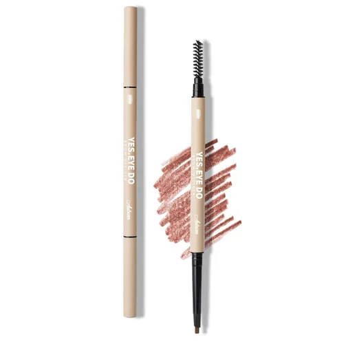 Auburn - Lápiz de cejas rojo automático con cepillo para cabello rojo, lápiz de cejas rojizo ultra delgado para laminación de cejas, resistente al