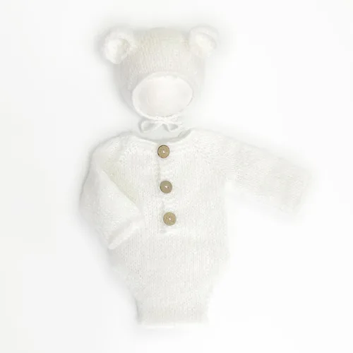 Miniatura 2 de 2 piezas de accesorios de fotografía para recién nacidos, trajes de fotos para niños, sesiones de fotos de bebé, disfraz de niña con sombrero de oso