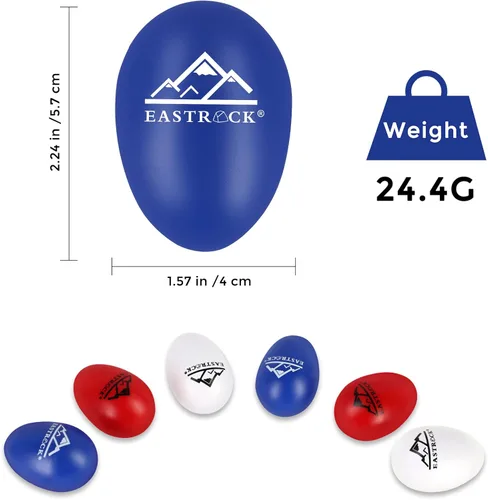 Miniatura 2 de EASTROCK Juego de 6 unidades de maracas musicales en forma de huevo, instrumentos de percusión de mano, plástico