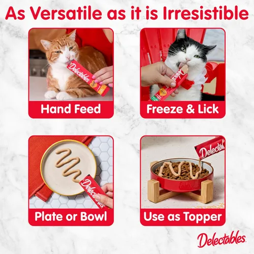 Miniatura 5 de Delectables Squeeze Up - Puré cremoso exprimible, golosinas húmedas para lamer para gatos, sin granos, sin rellenos añadidos, sin subproductos, sin