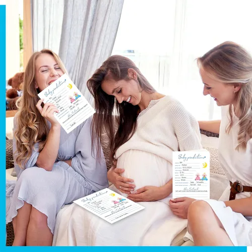 Miniatura 7 de 55 piezas de juegos de baby shower, tarjetas de predicciones y adivina la frase con respuestas incluidas, juegos de baby shower divertidos de género