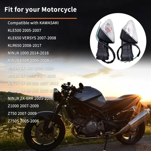Miniatura 7 de AHL Luz indicadora de giro delantera o trasera para KAWASAKI NINJA ZX-6RR 2003 2004 2005 2006/Z1000 Z 1000 2007 2008 2009/Z750 Z 750 2007-2009/Z750S