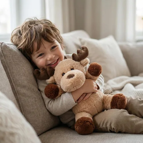 Miniatura 3 de WEIGEDU Adorable caribou - Peluche de reno y alce peludo, juguete de peluche para niños, bebés, niños, decoración de cumpleaños, hora de dormir, 13
