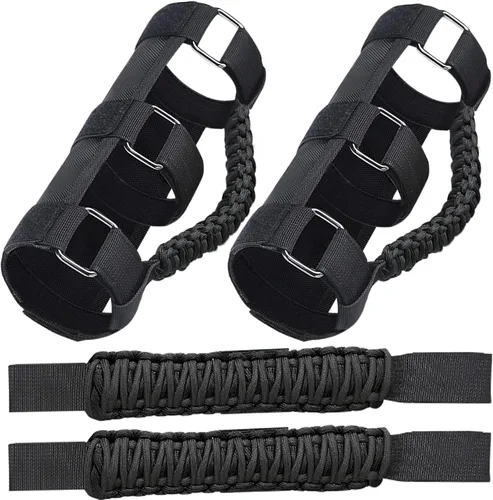 Miniatura 10 de Asas de agarre de barra estabilizadora, agarres de mano, accesorios, kits de agarre manual con paracord para Jeep Wrangler JL JK TJ YJ Gladiator