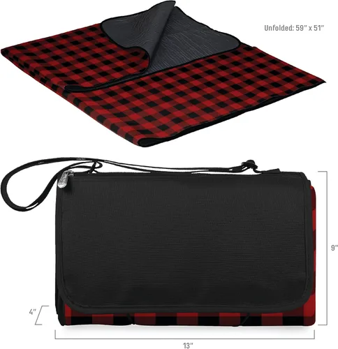 Miniatura 6 de PICNIC TIME Manta de picnic al aire libre, manta plegable de 59 x 51 pulgadas para playa y campamento con forro polar suave, parte inferior