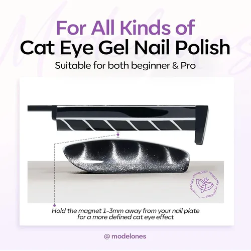 Miniatura 9 de Modelones Imán de esmalte de uñas de gel de ojo de gato, herramienta magnética 8 en 1 para uñas de gel, varita magnética fuerte para arte de uñas