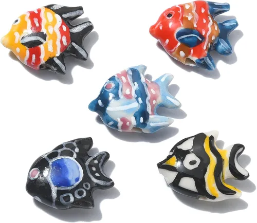 Miniatura 11 de LiQunSweet 10 pcs 10 Colors Handmade Ceramic Porcelain Fish Beads Ocean Animals Spacer Beads for DIY Jewelry Bracelet Necklace Earring Crafts Bag