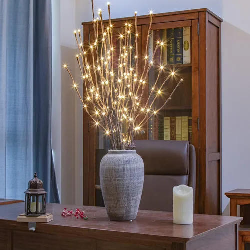 Miniatura 7 de PEIDUO Ramas iluminadas, paquete de 2 40 luces LED de 30 pulgadas, rama de árbol artificial con temporizador, funciona con pilas, decoraciones
