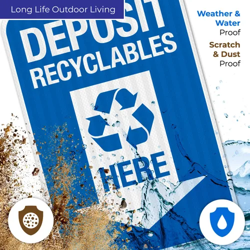 Miniatura 5 de Sigo Signs, Deposit Recyclables Here - Cartel de flecha hacia abajo, 12 x 18 pulgadas, 3M EGP reflectante aluminio .063, resistente a