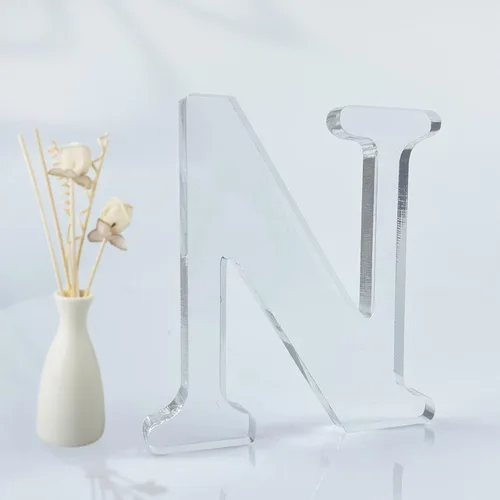 Miniatura 28 de Letras acrílicas diseñables de 4 pulgadas, letras acrílicas sin terminar para decoración de pared, letras decorativas de pie en rodajas, decoración