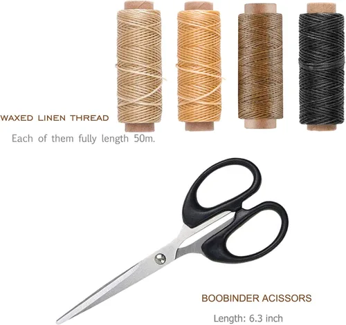 Miniatura 4 de VENCINK Kits de encuadernación, suministros de encuadernación de libros de mano, juego de herramientas de inicio con carpetas de hueso genuino