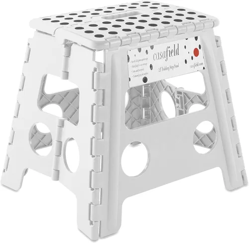 Miniatura 16 de Casafield Taburete plegable de 9 pulgadas con asa, negro, portátil, plegable, pequeño taburete de plástico para niños y adultos, uso en la cocina