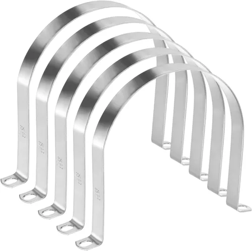 Miniatura 64 de M METERXITY Paquete de 3 abrazaderas de conducto, correa rígida de acero inoxidable 304 de 3-1/2 pulgadas M89 U con 2 agujeros