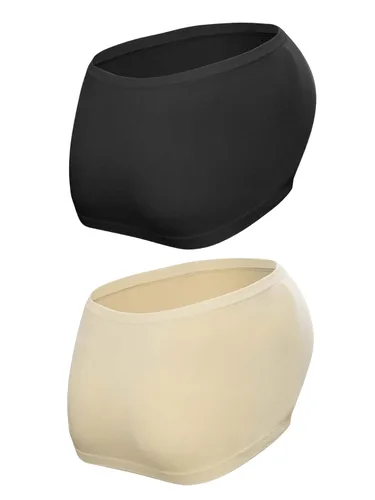 Miniatura 5 de OYOANGLE Ropa interior de maternidad para mujer, 2 piezas, soporte para el vientre, ropa interior, Negro albaricoque