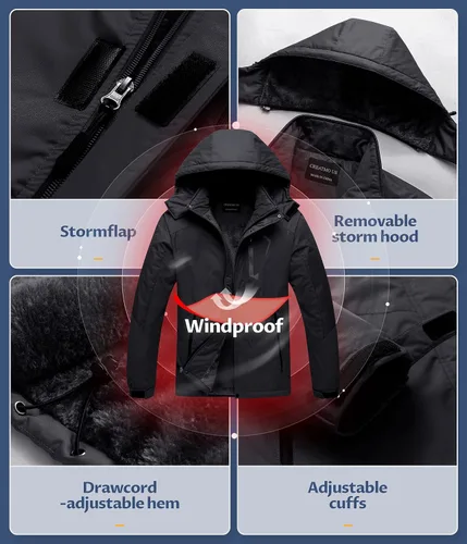 Miniatura 5 de CREATMO US Chaqueta de esquí impermeable de montaña para hombre, resistente al viento, abrigo de invierno cálido para snowboard
